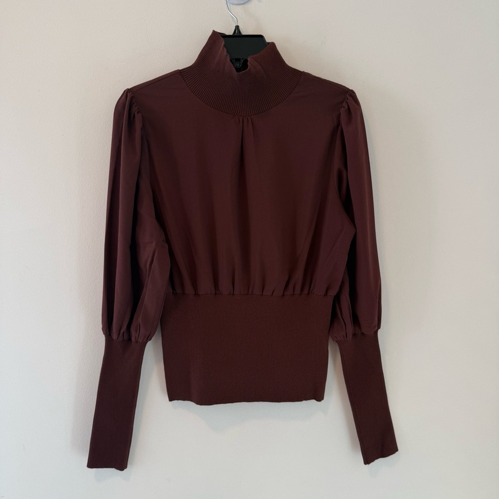 French Connection Bitter Chocolate Knit Top Size X-Small NWT #Lux-Q